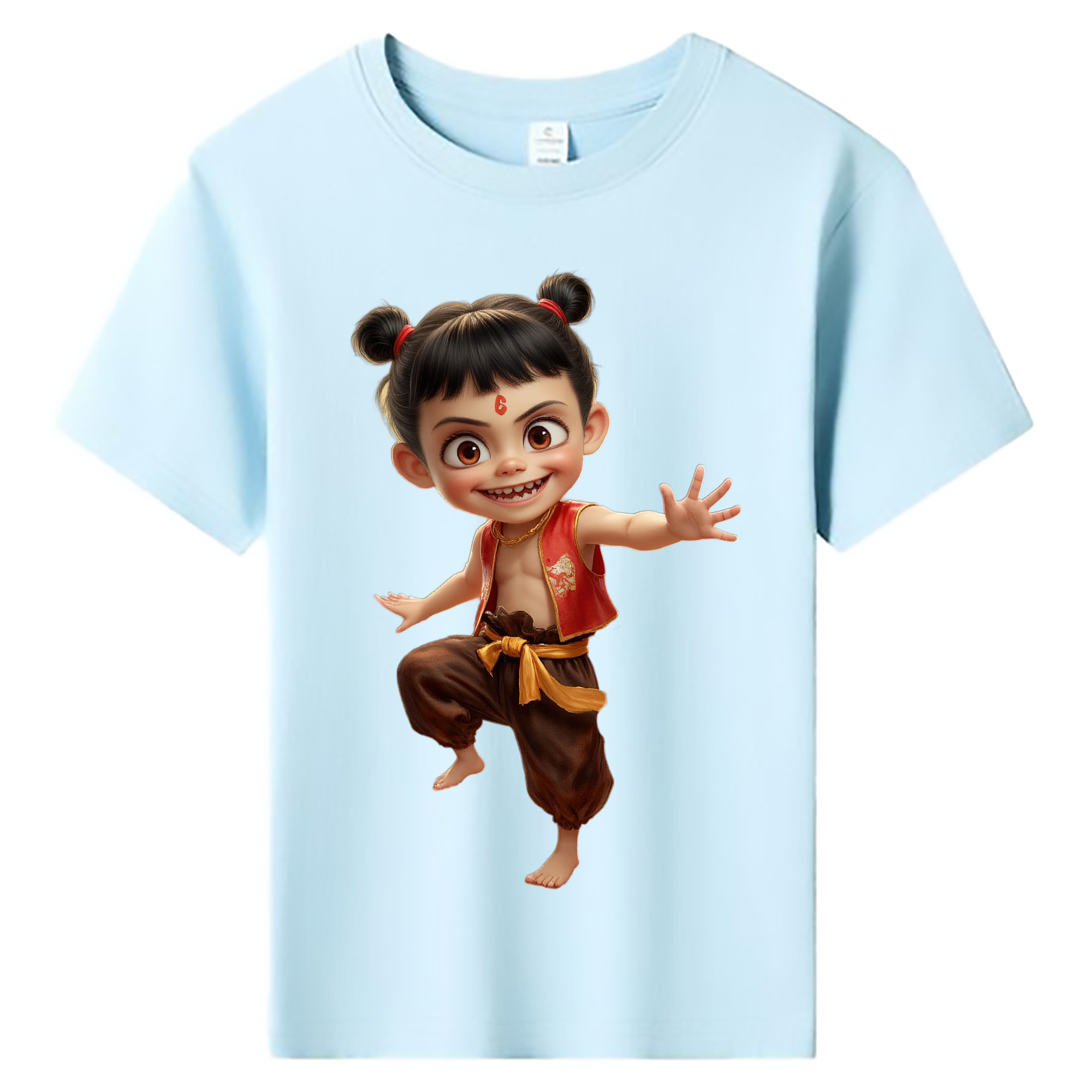 （画像用） Ne Zha 2 ナタ 魔童の大暴れ 綿100％キッズTシャツ（フロントプリント）